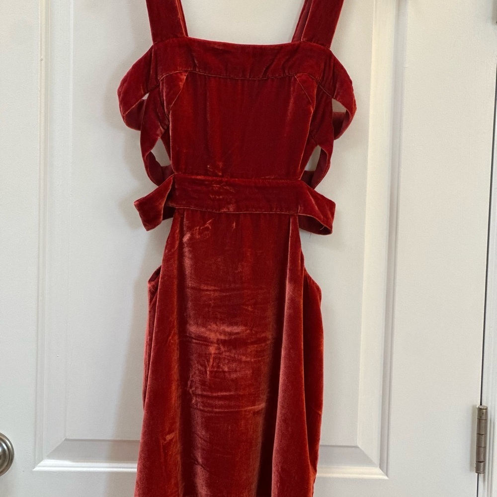 For Loves and Lemons Red Velvet Cutout Mini dress